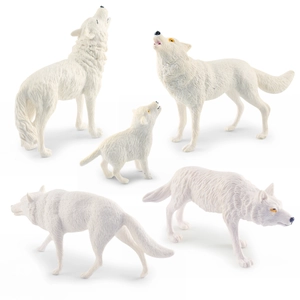 Simulation Arctic Wolf Animal Models Realistic Forest Wild Animal Figures PVC Plastic Desktop Decor Howling Wolf Educational Nature Learning Toys