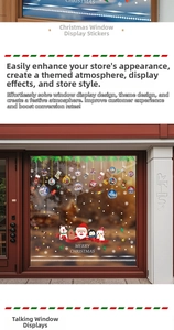 Detailed view of Christmas static window decals with Santa, snowman and penguin motifs
