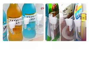 Adjustable transparent fridge door organizer clips for securing bottles and sauce packets