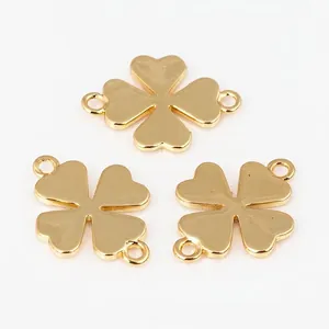 Three-piece set of gold-plated clover-shaped charms for DIY jewelry making and crafts