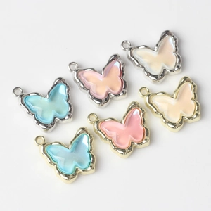 Minimalist alloy butterfly pendants with resin inlay for DIY jewelry crafting