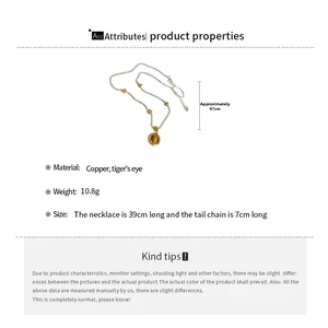 Detailed view of Tiger's Eye pendant necklace with 39cm plus 7cm extender chain