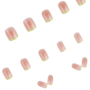 Faux ongles French manucure dégradé vert et rose frais de printemps en lot de 24