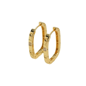 Elegant 18K gold plated rectangular hoop earrings with cubic zirconia for women