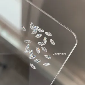 Macro shot of 2mmx4mm marquise cut clear crystals for luxury nail art decoration
