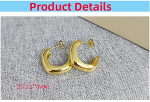 Détails des boucles d'oreilles créoles en C creuses or 18K avec dimensions 21x22x7mm