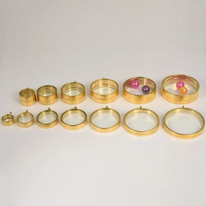 Golden round stainless steel glass locket pendants in various sizes for DIY jewelry