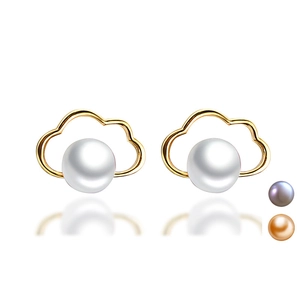 Cloud Shape Freshwater Pearl Stud Earrings With 925 Sterling Silver Earring Post Natural Freshwater Pearl Sweet Jewelry For Women