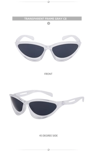 Front and side view of transparent gray sport sunglasses with polarized gray lenses