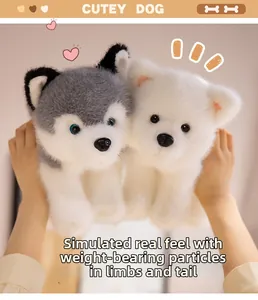 Realistic plush dog detail with weighted pellets for a lifelike heavy feel and soft fur