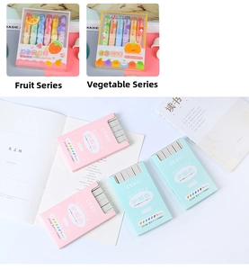 Close-up of assorted pastel highlighter pen sets for student note-taking and journaling