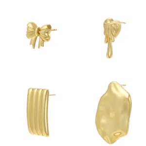 Size guide for 18K gold plated bow, heart, and geometric vintage earrings collection
