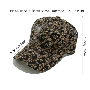Detailed size chart for leopard print baseball cap with head circumference 56-60cm