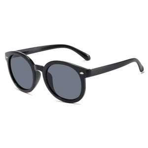 Lunettes de soleil rondes noires classiques pour enfants avec verres gris et anti-UV