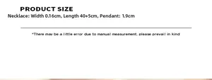 Size chart for star and moon pendant necklace with detailed chain and charm measurements