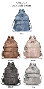 Dettaglio varianti colore degli zaini in pelle PU vintage con tracolle intrecciate