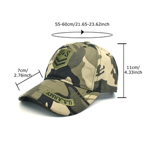 Casquette camouflage avec broderie U.S. ARMY et badge militaire au motif de la forêt