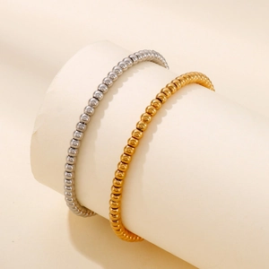 Minimalist Stainless Steel Bead Bracelet For Women Fashion Simple Polished Ball Jewelry With Lobster Clasp