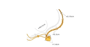 Detail view of heart pendant necklace with dimensions 40+5cm and 1.4cm width