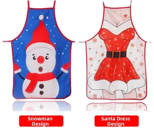 Detail of Style 05 snowman and Style 06 dress patterns on Christmas holiday aprons