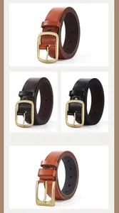 Detailed comparison of camel, coffee and black faux leather belts with alloy pin buckles