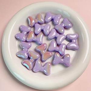 Colorful UV-plated purple resin bow beads for DIY phone chains and jewelry making