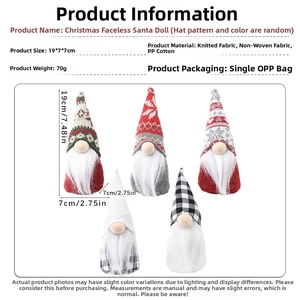 Detailed size and material specs for handmade 19cm plush Christmas gnome ornaments