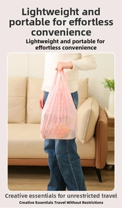 Close-up of pink translucent tote bag with ergonomic handles for convenient shopping