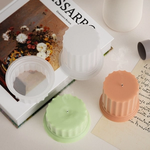 Roman column silicone candle mold featuring vintage vertical stripe cylinder design