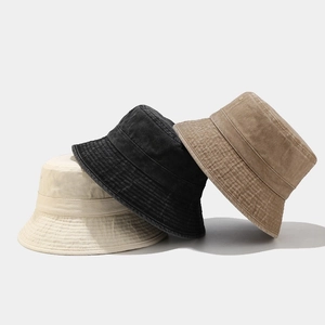 Washed Cotton Bucket Hat Foldable Sun Protection Breathable Outdoor Casual Solid Color Unisex Basin Hat