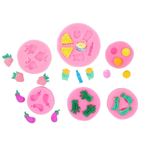 Moldes de silicona rosa para decoración de repostería mini frutas y verduras DIY
