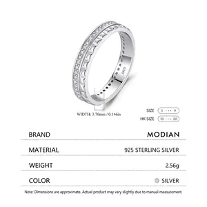 S925 sterling silver geometric eternity band ring with cubic zirconia stones