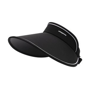Women's UV protection black sun visor with wide brim and white trim for beach and outdoor travel