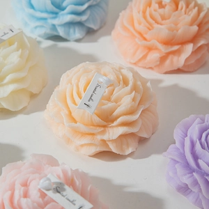 Peony flower scented candle set in pastel colors for creative home decor and weddings