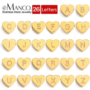 Heart Letter Pendants Stainless Steel Alphabet A-Z Charms For DIY Jewelry Making Necklaces Bracelets