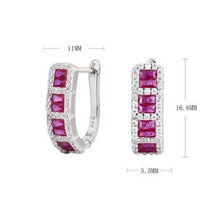 Macro detail of S925 silver earrings showing precise 16.6mm height and 5.5mm width dimensions