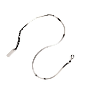 Minimalist silver stainless steel snake and box chain anklet with square charm
