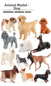 Detailed set of 12 realistic dog figurines including Golden Retriever and Bulldog