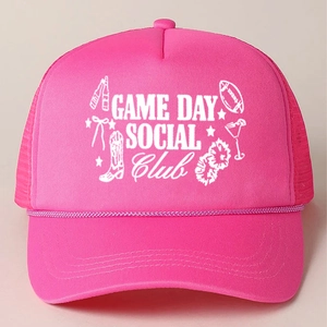 Cappello trucker rosa Game Day Social Club con retro in rete e corda intrecciata