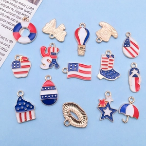 14-piece American flag themed enamel charms set for jewelry making DIY bracelets