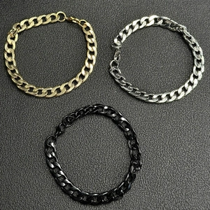 Minimalist Cuban link chains in gold silver and black finishes for men and women