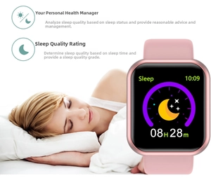 Pink smartwatch sleep tracker showing detailed sleep duration analysis and quality monitoring