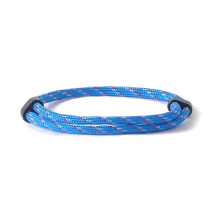 Blue nautical anchor rope bracelet with adjustable knots and red spotted pattern
