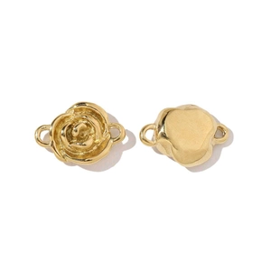 Detail of 3D rose flower pendants in golden stainless steel for DIY jewelry making