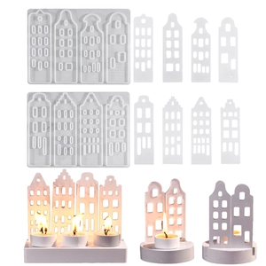 Stampo in silicone a forma di casa per portacandele e decorazioni per candele