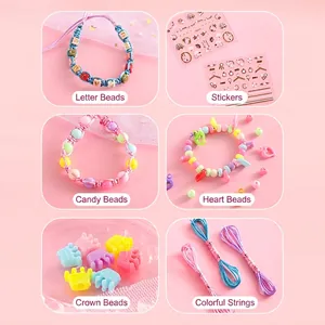 DIY charm jewelry making kit for girls with colorful alphabet beads and crown pendants