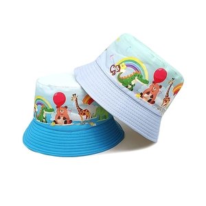 Chapeau Bob Enfant Imprimé Animaux Dessin Animé Dégradé Couleur Protection Solaire Extérieur Pour Garçons Filles