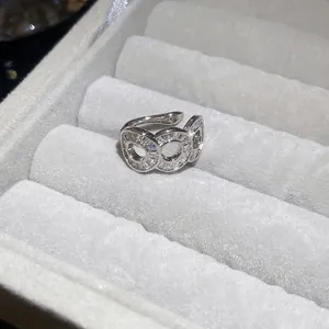 Silver hollow zircon ear cuffs with minimalist sparkling crystal pavé design
