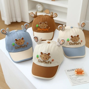 Casquette De Baseball Pour Enfants Girafe Cerf Dessin Animé Avec Broderie De Bois 3D Coton Ajustable Chapeau De Soleil