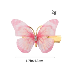 Rosa Tüll Schmetterling Haarspange mit Strasssteinen und Größenabmessungen